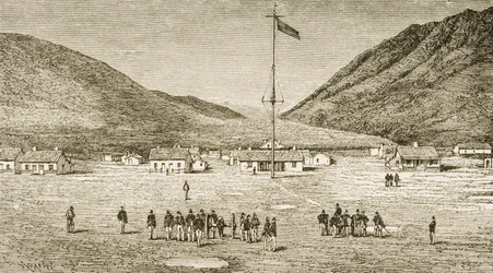 Camp de Fort Douglas et ravin de Red Buttes près de Salt Lake City, Utah, années 1870, vers 1880